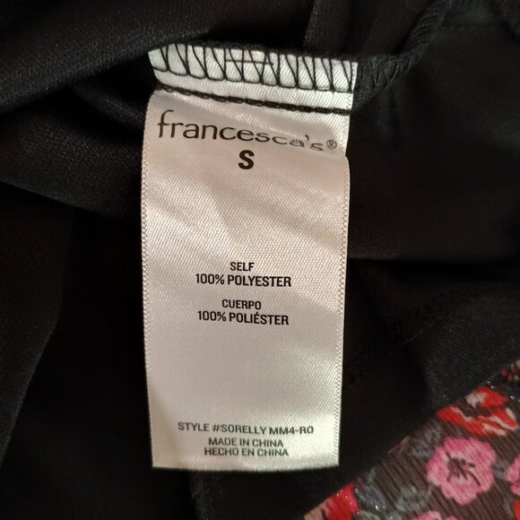 FRANCESCA'S Mi Ami Shimmer Long Sleeve Smocked Dress Black Pink Red sz Small - Picture 8 of 11